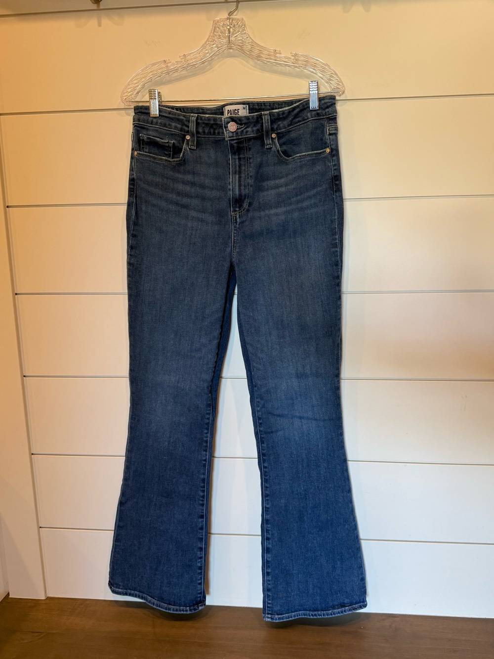 Paige High Rise Laurel Canyon Women's Bootcut Jean Dark Wash Jacques Stretch 32 - Picture 3 of 10